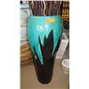 Image 2 : Tall Porcelain Raku Style Vase - Drk Blue Green 12" dia, 40" tall (includes contents)