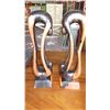 Image 2 : Pair: Abstract Rich-Grained Light/Dark Wood Carved Sculptural Forms 18.5" H