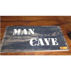 Distressed Wood Panel Sign: "MAN CAVE" Natural Dark Wood  15" X 31.5"