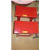 Image 2 : Pair: Red Lacquer Oriental Style Stools 17" X 9" X 25" H