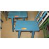 Image 2 : Pair: Teal Lacquer Oriental Style Stools 17" X 9" X 25" H