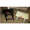 Image 2 : Qty 2 Lacquer Oriental Style Stools 17" X 9" X 25" H - black and off white
