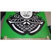 Image 2 : Large Painting on Mounted Canvas - Black/Wht Buddha? on Green 60" X 69"
