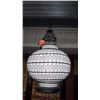 Image 2 : Qty 4 White Round Morrocan Hanging Candle Lanterns - Wire, Linen 14" dia.