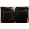 Image 2 : Black Lacquer Cabinet w/Slatted Dbl Doors, 4 Bottom Drawers 35.5" X 16" X 78" H