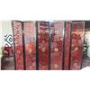 Image 2 : 6-Panel Lacquer Geometric Folding Screen - Black, Red w/Gold Leaf
