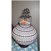 Image 2 : Qty 3 Round Morrocan Hanging Candle Lantern - Wire/Linen, White & Red 14" dia.