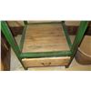 Image 3 : Rustic Wood Side Table - Natural Wood, Green Cast Metal Frame 23.5" X 24" X 35.5" H