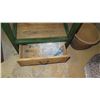 Image 4 : Rustic Wood Side Table - Natural Wood, Green Cast Metal Frame 23.5" X 24" X 35.5" H
