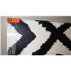 Image 2 : Mounted Canvas Painting: Geometric Black on White 36" X 36"