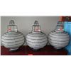 Image 1 : Qty 3 Lrg Round Morrocan Hanging Candle Lanterns -  Wire/Linen Approx. 20" dia.