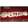 Image 1 : Carved Hardwood Fish Skeleton "Welcome" Accent - Lt. Wood, 40" L, 9" W (flat back)
