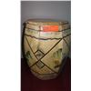 Image 1 : Handpainted Cedar Octagonal Storage Bin (Mountain Village) lid is cracked. 17.5"H, 12" Dia