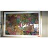 Image 1 : Lrg Framed Jewel-Toned Fabric Mosaic w/Embroidery, Beads, Sequins & Details 65.5"X54.5"