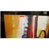 Image 2 : X-Large Abstract Oil on Canvas Red/Yellow/ Brown/Black Composition 78"X 54.5