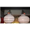 Image 3 : Qty 5 Round White Morrocan Hanging Candle Lanterns - Wire/Linen 14" dia.