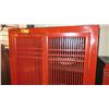 Image 2 : Red Lacquer Cabinet w/Slatted Dbl Doors, 2 Bottom Drawer 42" X 19" X 66" H