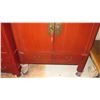 Image 3 : Red Lacquer Cabinet w/2 Drawers (Armoire Style) - 42" X 18" X 65.5" H