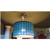 Image 1 : Contemporary Ceiling Lamp w/Blue Drum Shade 23" dia, 27.5" H