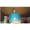 Image 2 : Contemporary Ceiling Lamp w/Blue Drum Shade 23" dia, 27.5" H