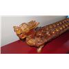 Image 3 : Carved Mancala Board - Dragon Heads, Claw & Ball Feet, (sml horn broken off ) 52", 13"H