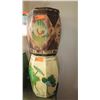 Image 1 : Qty 2 Handpainted Cedar Octagonal Storage Bin (Rooster/Lotus) 17.5"H, 12" Dia