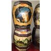 Image 1 : Handpainted Cedar Octagonal Storage Bin (River Village) 17.5"H, 12" Dia