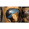 Image 2 : Handpainted Cedar Octagonal Storage Bin (River Village) 17.5"H, 12" Dia