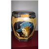Image 1 : Handpainted Cedar Octagonal Storage Bin (Woman w/Hat) 17.5"H, 12" Dia