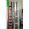Image 1 : Qty 3 Blue, Red, White Lacquer Bamboo Decorative Ladder - 91" Tall, 13" Wide
