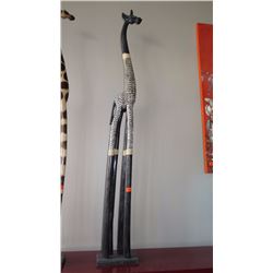 Tall Wooden Carved Giraffe - Approx. 79" Tall (Brown/Natural)