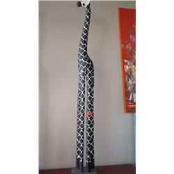 Tall Wooden Carved Giraffe - Approx. 79" Tall (White/Black)