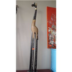 Tall Wooden Carved Giraffe w/Embellished Texture - Approx. 79" Tall