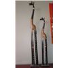 Image 1 : Qty 2 Tall Wooden Carved Giraffe w/Embellished Texture - 79" & 60" Brown/Lt. Brown