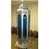 Image 1 : Lrg Blue Morrocan Lantern - Fiber Glass w/Filligree Metal - 16" Dia, 53" Tall