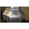 Image 2 : Lrg Blue Morrocan Lantern - Fiber Glass w/Filligree Metal - 16" Dia, 53" Tall