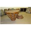 Image 2 : Lrg Joined-Wood Hardwood Goblet Table 31" top dia. - Needs to be remounted onto base
