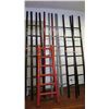 Image 1 : Qty 8 Lacquer Decorative Bamboo Ladders (4 blk, 2 gray, 2 red) 91", 73" & 60"
