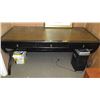 Image 1 : Used Black Lacquer Tight-Weave Rattan Desk, X-Base, 3-Drawers 59"X28"X 34"H