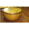 Image 2 : Round Taiko Drum Game Table - Brass Stud Accents, Wooden Stand