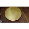 Image 3 : Round Taiko Drum Game Table - Brass Stud Accents, Wooden Stand