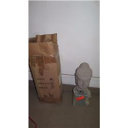 Buddha Head Mounted on Block Stand - Approx. Height 22"