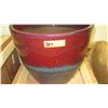 Image 2 : Glazed Clay Urn Planter - Ombre Red, Blue - 19" dia, 19.5" H