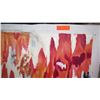 Image 2 : Abstract Painting: Ikat-esque Blue, Orange, Yellow 59" x 39" Canvas - Unmounted