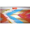 Image 2 : Abstract Oil on Canvas: Colorful Zig Zags 59" x 39" Unmounted