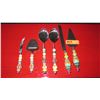 Image 1 : Whimsical Colorful 6-Pc Serving Set: Cake Knife, Trowel, Lrg Fork/Spoon, Cheese Shaver, Knife