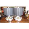 Image 1 : Pair: Mercury Vessel Lamps w/ Black Drum Shades (shade 15" dia), 23.5" H