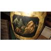 Image 2 : Handpainted Cedar Octagonal Storage Bin (Mountain Scenes) 17.5"H, 12" Dia