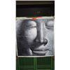 Image 1 : Pointillist Canvas: Style Buddha Profile, Black/White 31"x31" - Unmounted