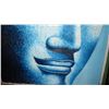 Image 2 : Pointillist Canvas: Style Buddha Profile, Blue/White 31"x31" - Unmounted